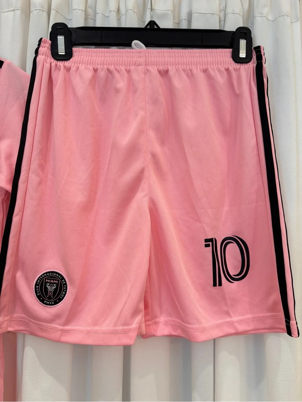 miami Pink Soccer Set Jersey & Shorts with Black Tag and Embroidered Crest